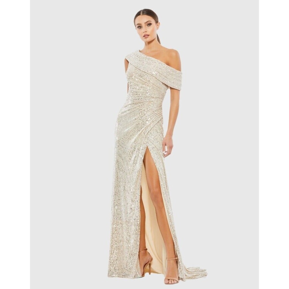 Mac Duggal 26550 Sequined Drop Shoulder Gown Size 0
